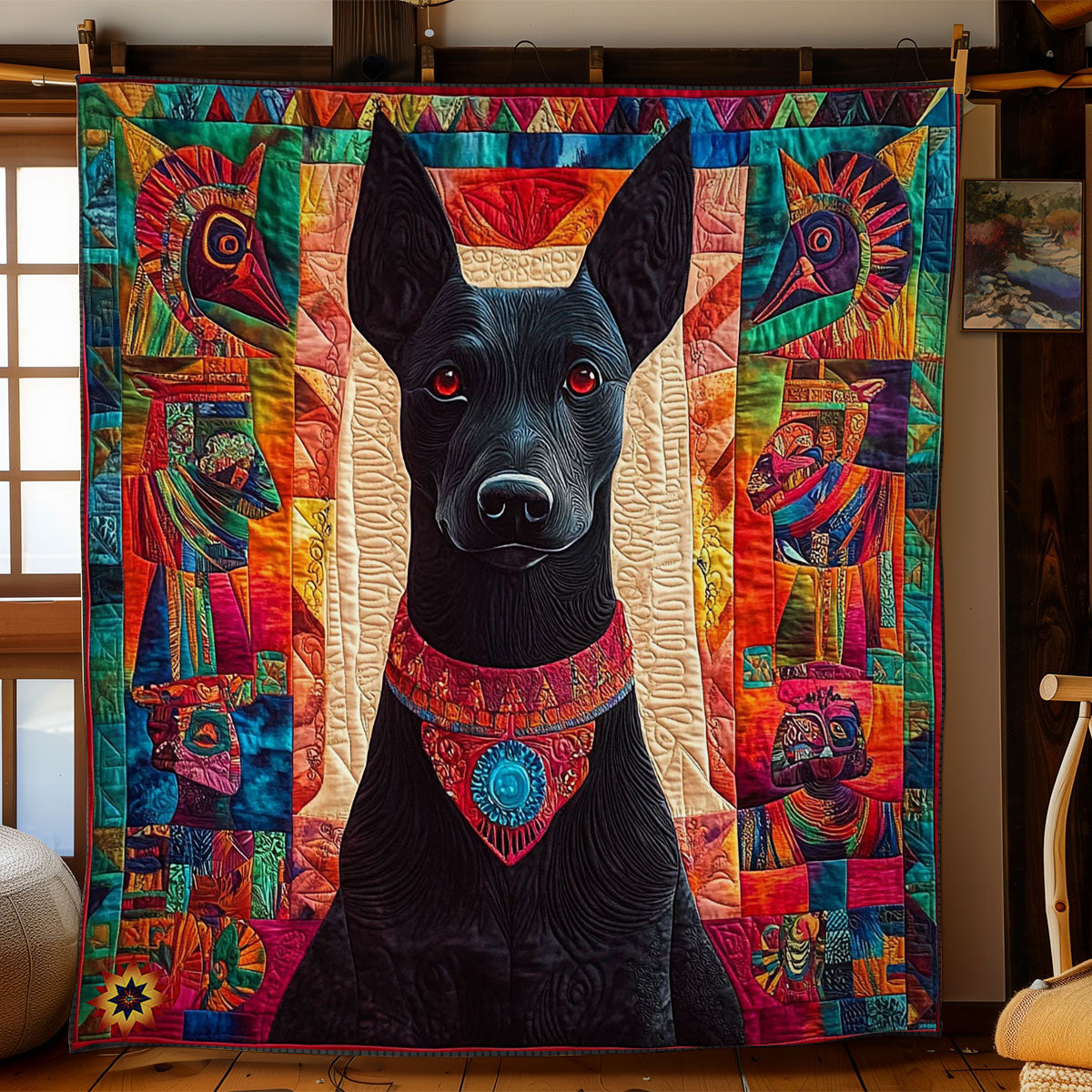 Schwarzer Hund Quilt