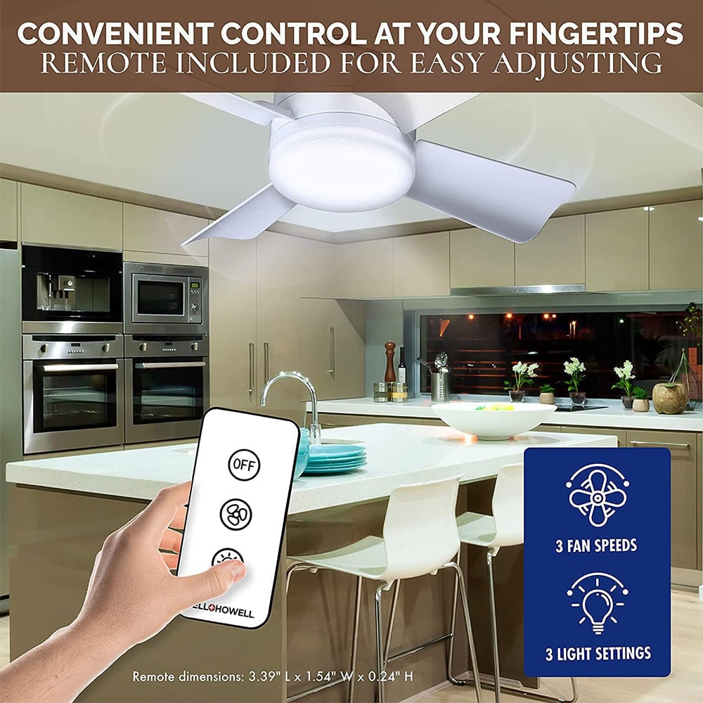 Sandsberg | 2-in-1 LED Deckenventilator Licht mit Fernbedienung, E27/B22 Sockel