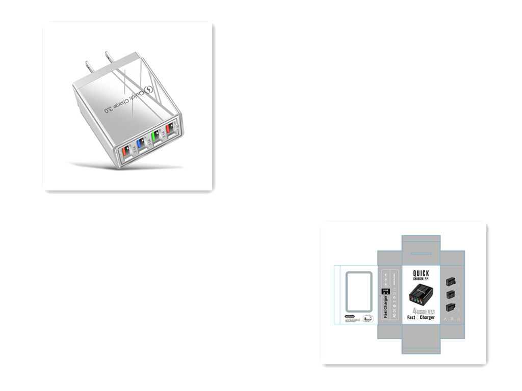 USB-Ladegerät Quick Charge 3.0 4 Telefonadapter für Tablet Tragbares mobiles Wandladegerät Schnellladegerät