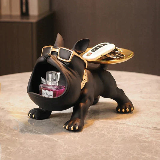 Karikatur, Frenchie, Butler, Statue