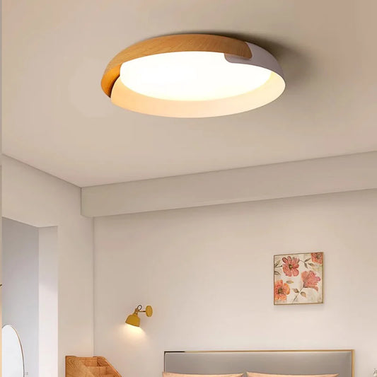 Moderne Deckenleuchte mit Holzmuster – Stilvolle LED Beleuchtung für Wohnzimmer