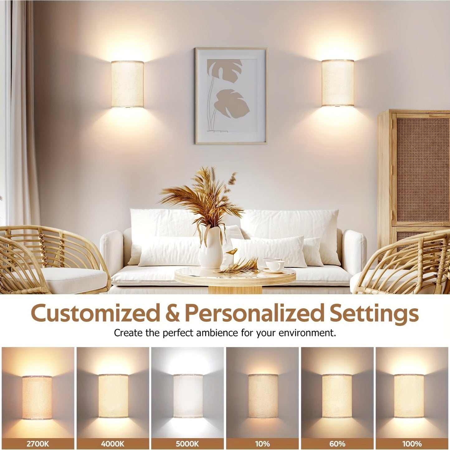 Sandsberg | RadiantWall Wireless Wandlichter (2er-Pack) – Wiederaufladbare LED-Lampen mit Fernbedienung