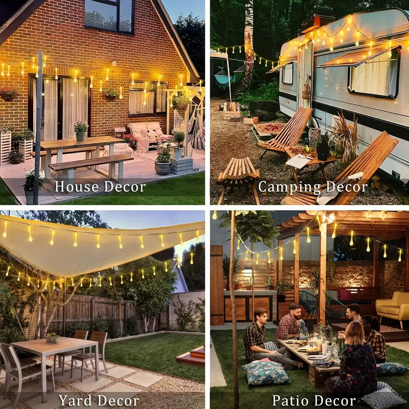 Sandsberg | Solar LED Lichterkette – Bunte Tropfenlichter für Garten, Terrasse und Dekoration