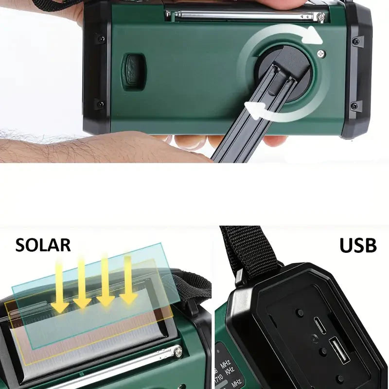 Sandsberg | Solar-notfallradio Mit Powerbank – Kurbelradio Mit Led-taschenlampe Für Camping & Outdoor