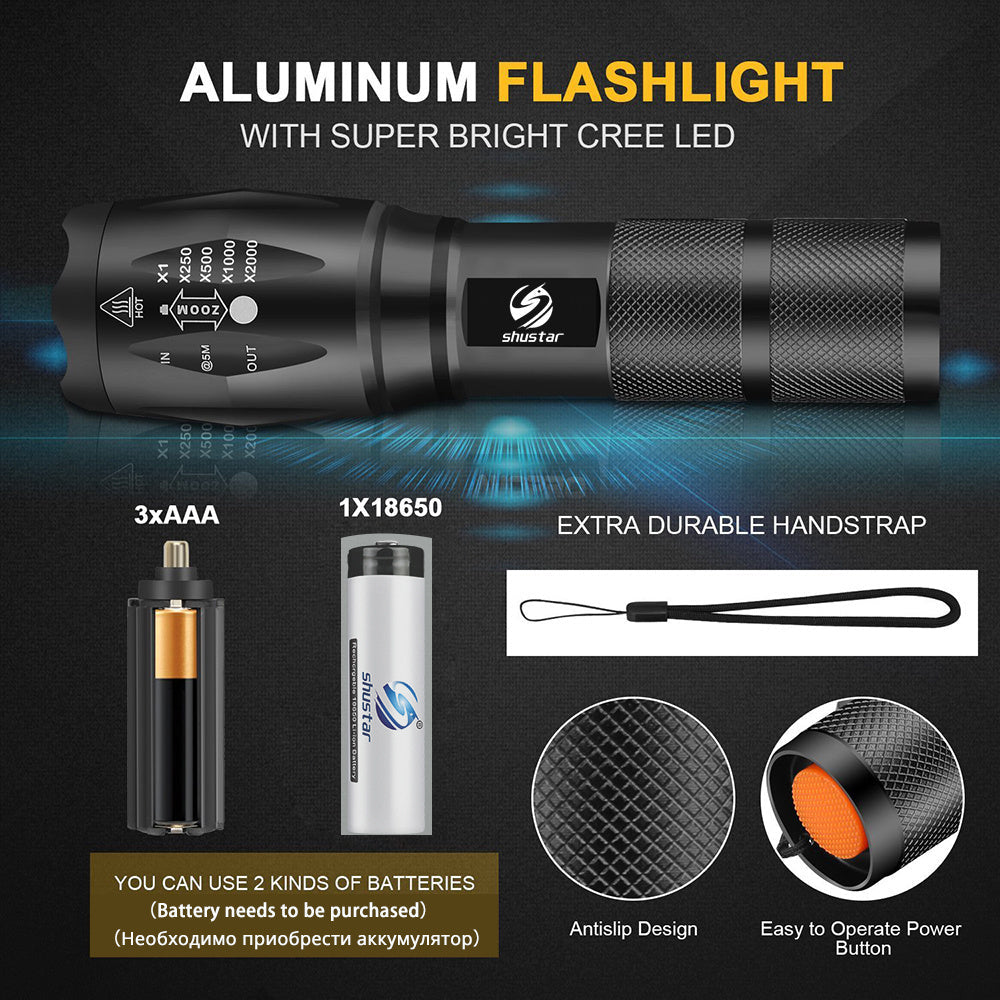 30000-5000 Lumen Hochleistungs-LED wasserdichte Taschenlampe