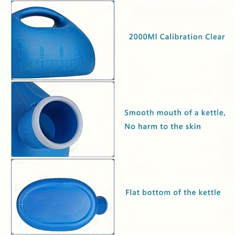 Notfallurinal für Männer – Tragbares Urinal für das Auto mit 2.0l Kapazität, Trichter, Rohr, Abdeckung und Skala, Ideal für ältere Menschen und Patienten