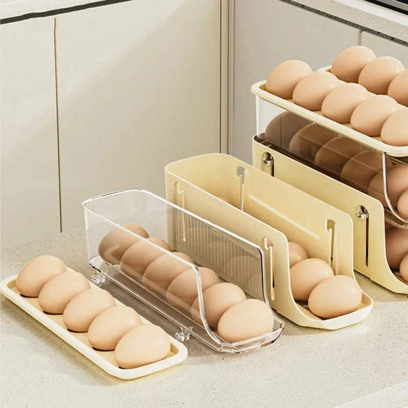 Eierlagerbox Automatischer Scroll-Ei-Halter Eierlagerregal