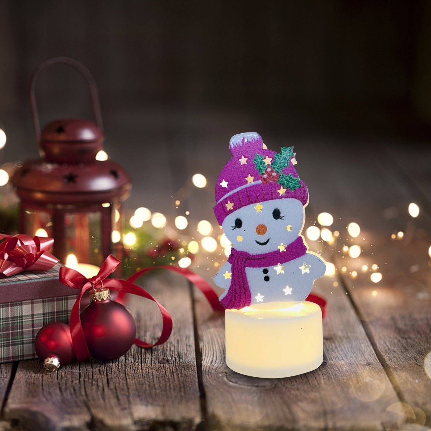 Sandsberg | Elektronische LED Weihnachtskerzenlampen - Set von 10 – Niedliche Weihnachtsmann-, Schneemann- & Baum-Nachtlichter für festliche Heim-, Party- & Gartendekoration