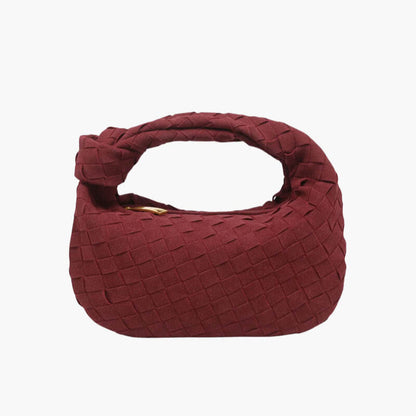 Sandsberg | Elsa – Stilvolle Mini-Suede-Tasche mit gewebtem Knoten-Design & goldenen Akzenten
