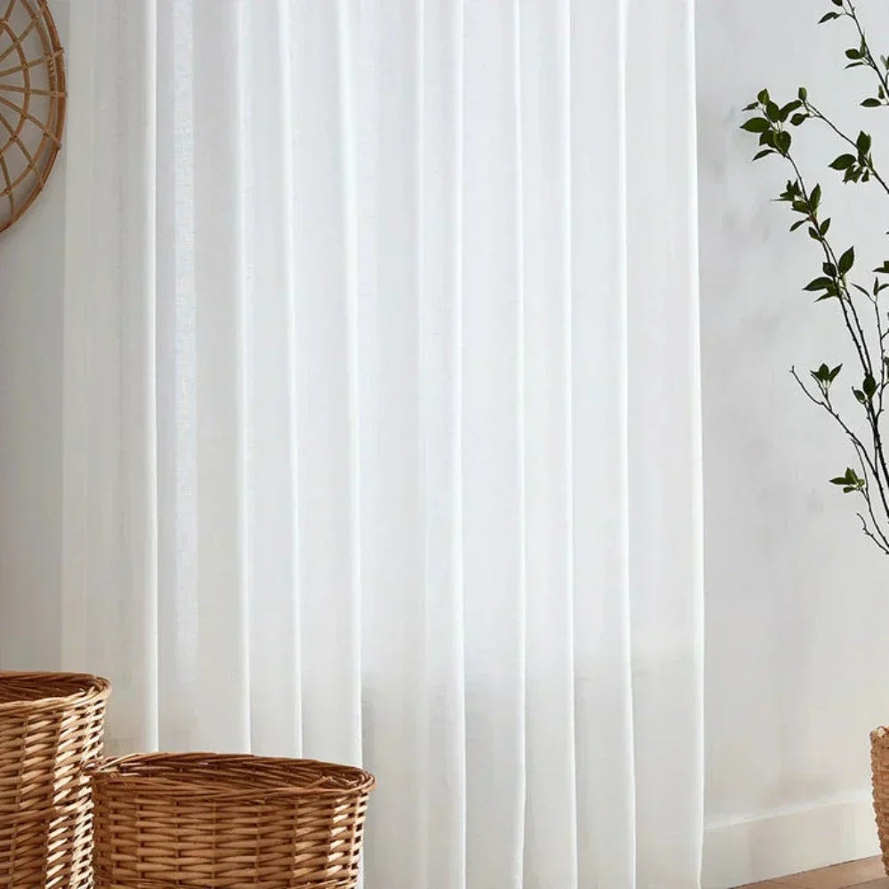 Kira weiße, transparente, weiche Dachvorhänge aus Baumwollmischung