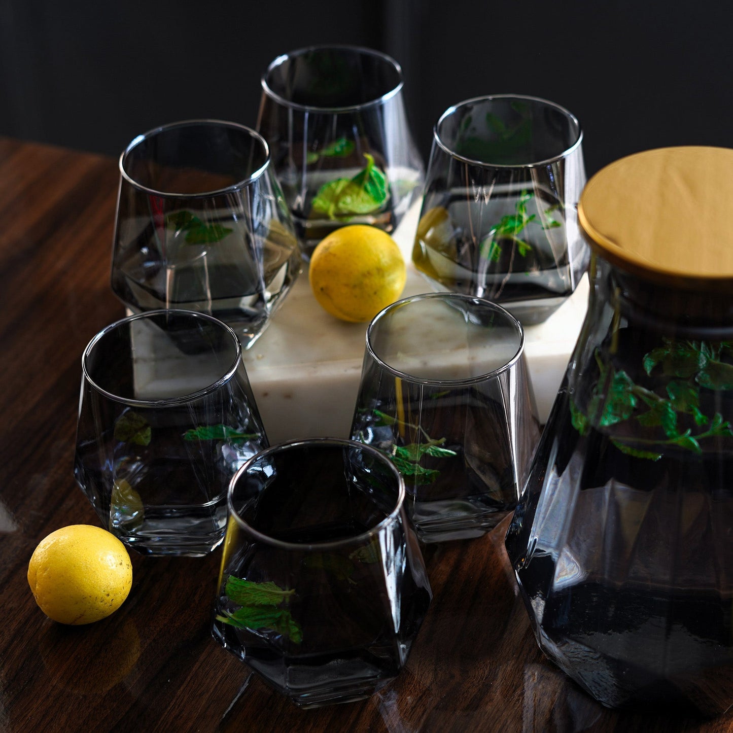 EtherealHexa Borosilikat Trinkgeschirr Set (Set von 7)
