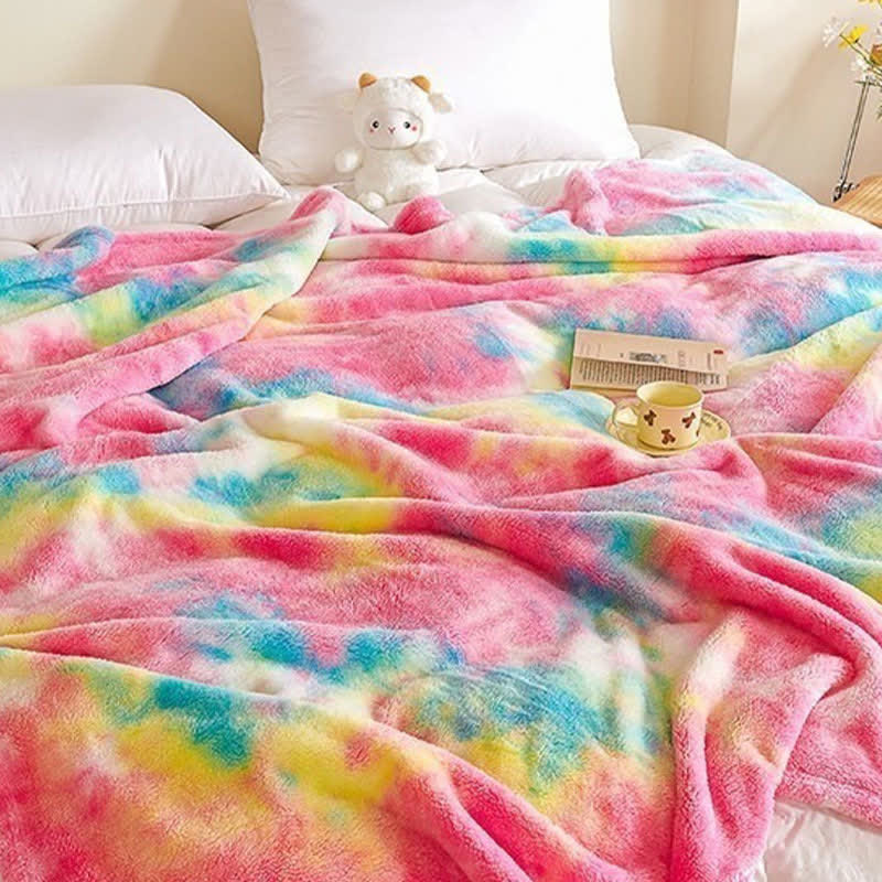 Bunte, warme, flauschige Decke mit Batikmuster