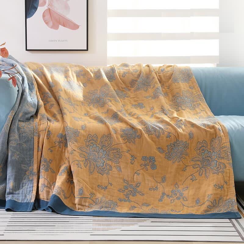 Leichte Sofadecke aus Baumwolle mit Blumenmuster