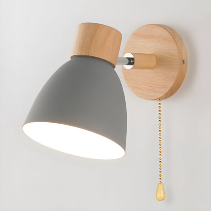 Houten Scandinavische wandlamp met schakelaar voor de slaapkamer