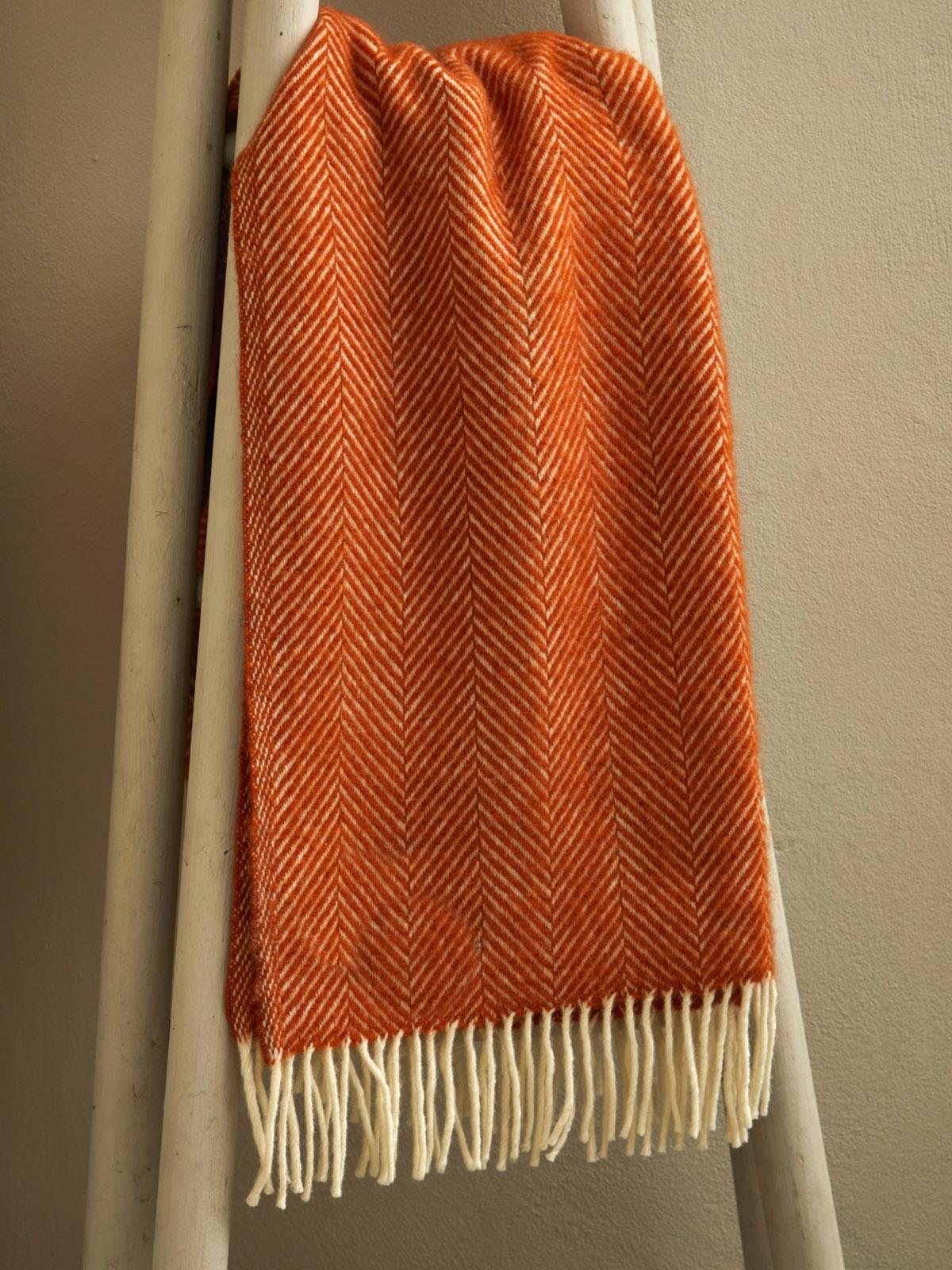 Herringbone Pure New Wool Throw - Zimt