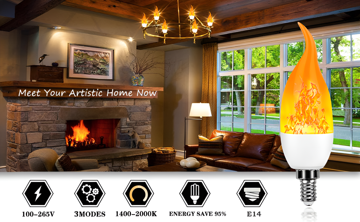 Sandsberg | Flame Effect Lampe - 9W Simulierte Flamme Birne