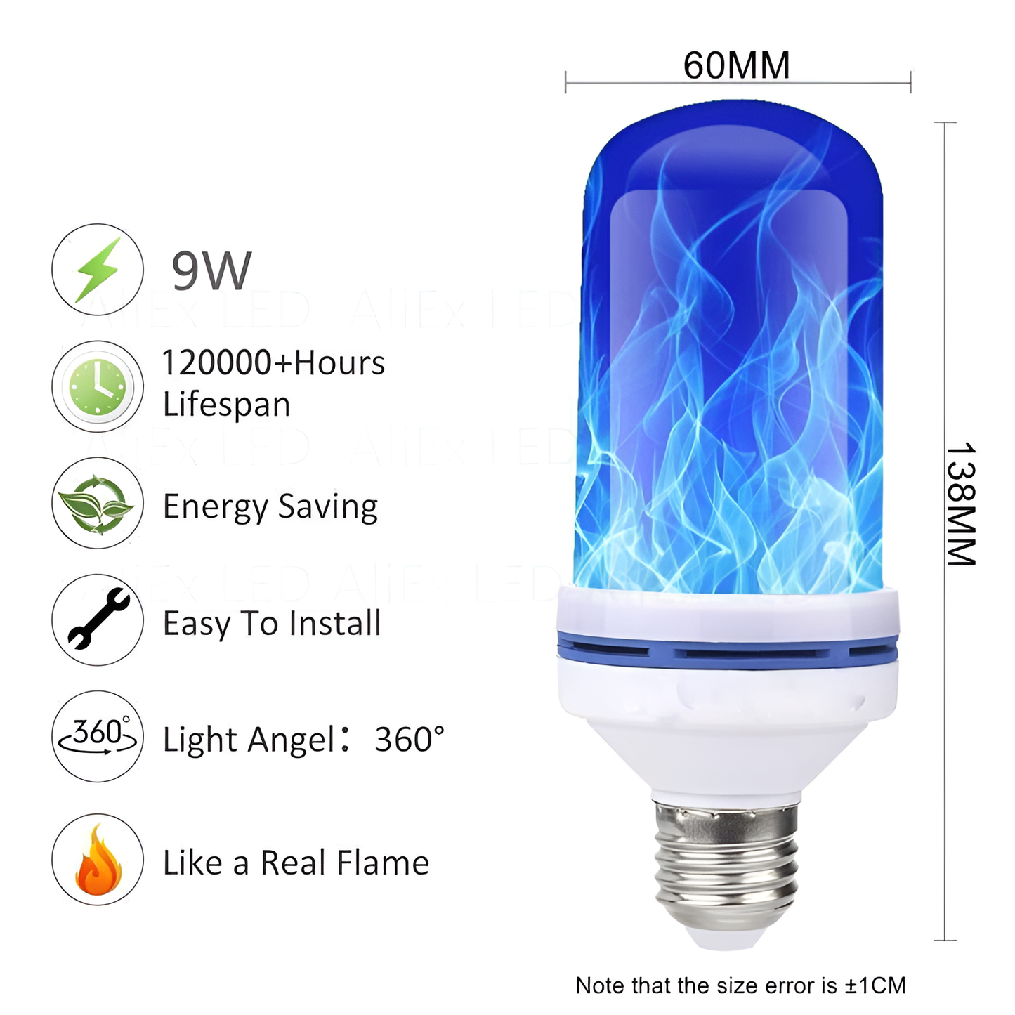 Sandsberg | Flame Effect Lampe - 9W Simulierte Flamme Birne