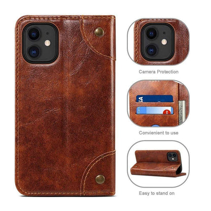 Sandsberg | Cover Echtleder Geldbörse Tasche für iPhone 12