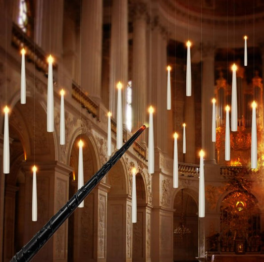 Sandsberg | Magische schwebende Kerzen mit Zauberstab - flackernde Stabkerzen ohne Flamme zum Hängen für Weihnachten, Halloween, Geburtstagsfeiern, Heimdekoration und Geschenke