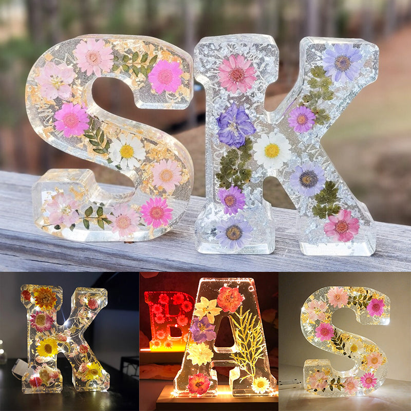 Getrocknete Blumen Buchstaben Nachtlicht
