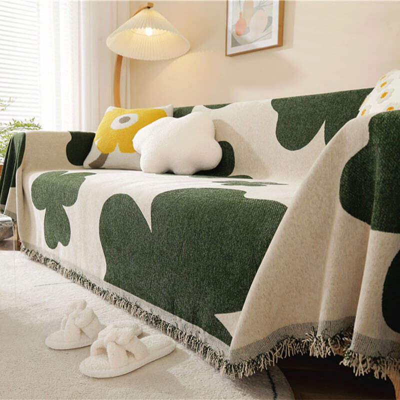 Kleeblattmusterdecke Chenille Große Sofabezug