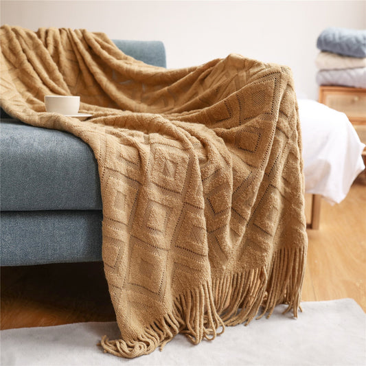 Geometrische Strickdecke