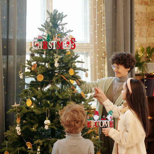 Sandsberg | Gnome Santa Claus Holz Aufhänger Beschilderung - Set von 5 – Festliche Weihnachtsdekoration für Zuhause, Tür und Baum, Perfekt für Feiertagsstimmung