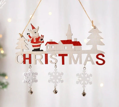 Sandsberg | Gnome Santa Claus Holz Aufhänger Beschilderung - Set von 5 – Festliche Weihnachtsdekoration für Zuhause, Tür und Baum, Perfekt für Feiertagsstimmung