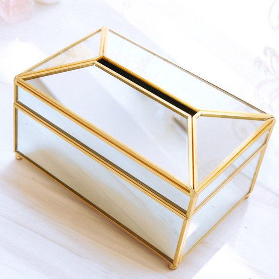 Elegance Nordic Gold Lining Glas Taschentuchbox