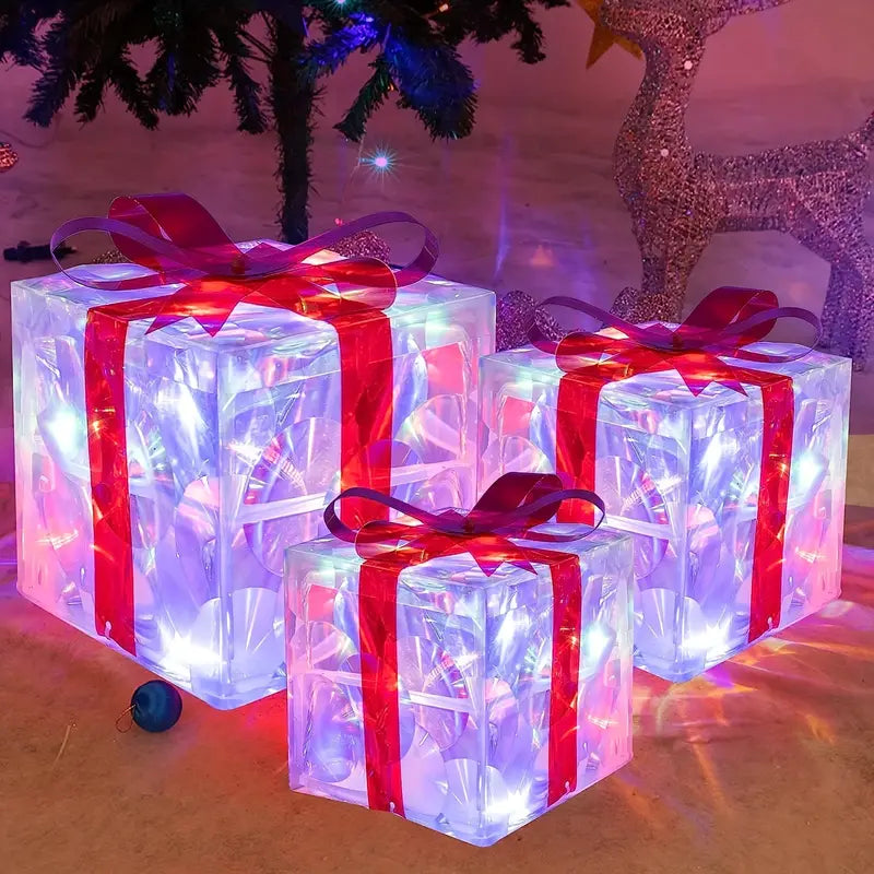 Sandsberg LED Geschenkboxen Set | Weihnachtsbeleuchtung | Deko für Innen & Außen | Set aus 3 Boxen