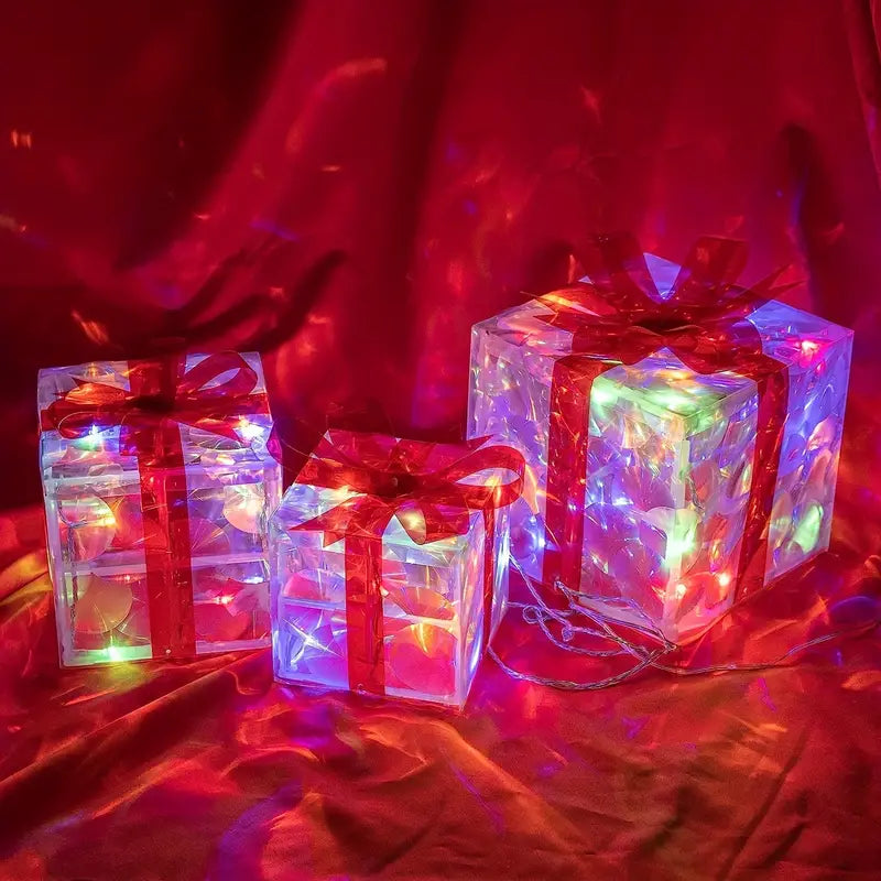 Sandsberg LED Geschenkboxen Set | Weihnachtsbeleuchtung | Deko für Innen & Außen | Set aus 3 Boxen