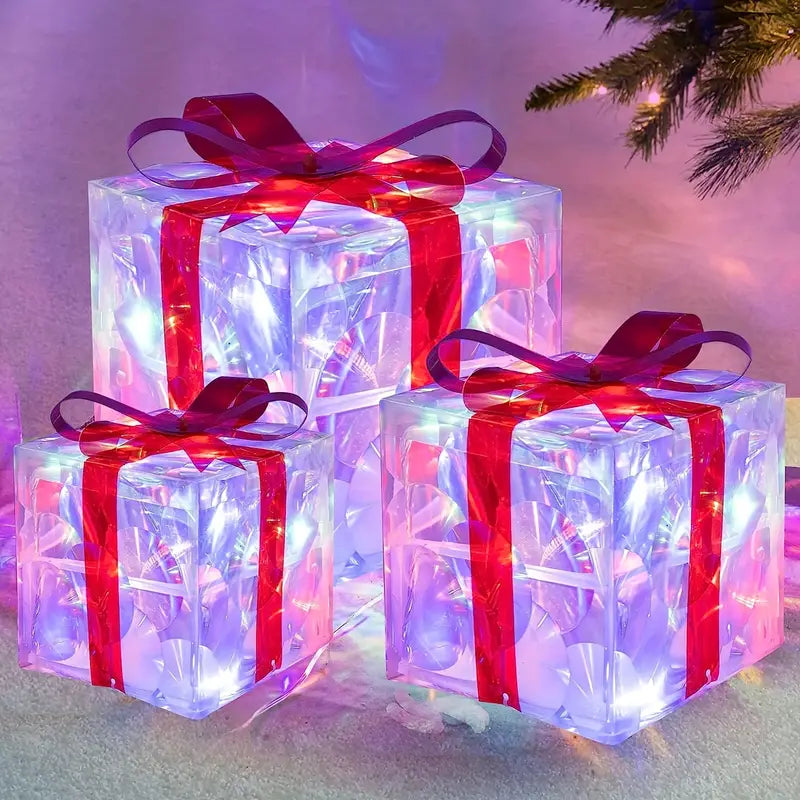 Sandsberg LED Geschenkboxen Set | Weihnachtsbeleuchtung | Deko für Innen & Außen | Set aus 3 Boxen