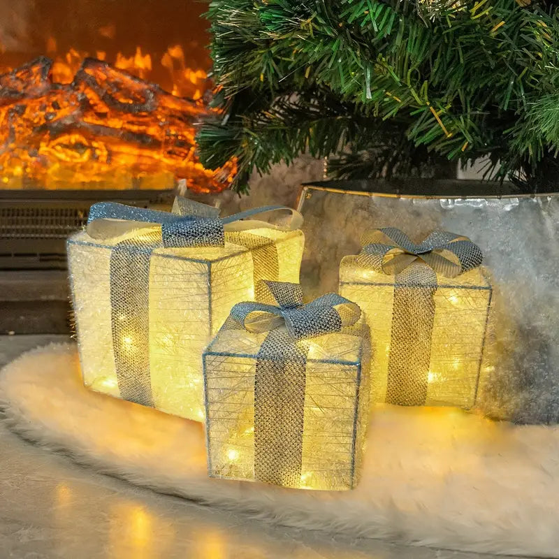 Sandsberg LED Geschenkboxen Set | Weihnachtsbeleuchtung | Deko für Innen & Außen | Set aus 3 Boxen