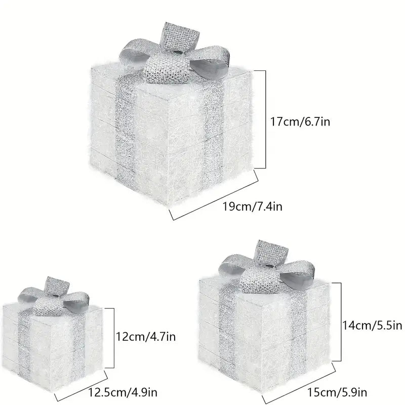 Sandsberg LED Geschenkboxen Set | Weihnachtsbeleuchtung | Deko für Innen & Außen | Set aus 3 Boxen