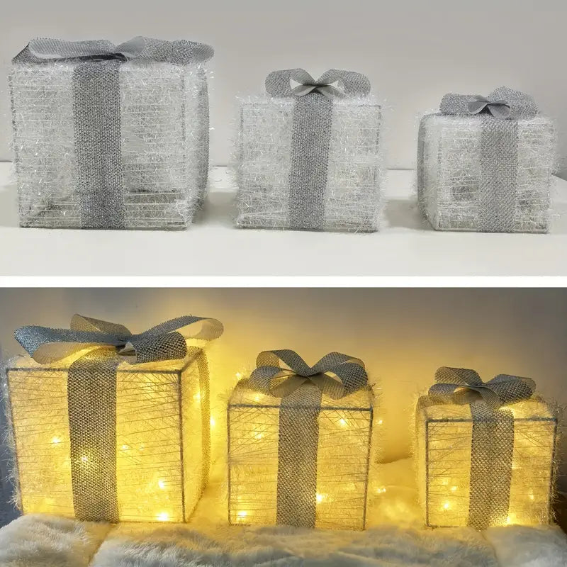 Sandsberg LED Geschenkboxen Set | Weihnachtsbeleuchtung | Deko für Innen & Außen | Set aus 3 Boxen