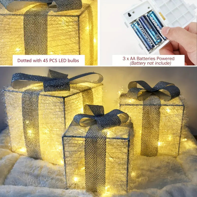 Sandsberg LED Geschenkboxen Set | Weihnachtsbeleuchtung | Deko für Innen & Außen | Set aus 3 Boxen