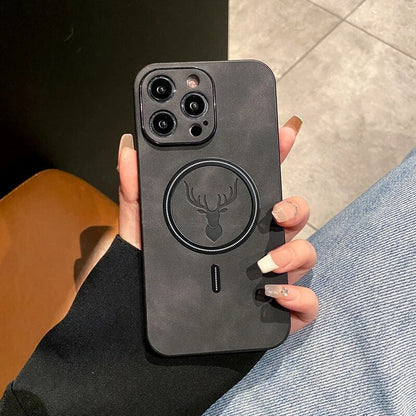 Luxus Hirschleder Apple iPhone Hülle | Magnetische Handyhülle, Kabellose Case, MagSafe, Wireless-Laden, Schutzhülle, Cover iPhone 15, 14, 13 Pro Max Plus