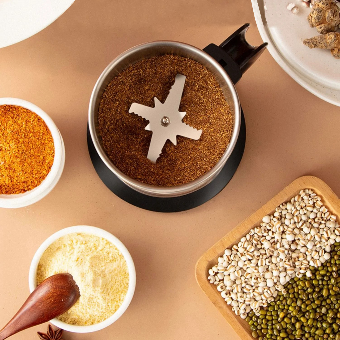 Sandsberg | GrindMaster Tragbare Elektrische Gewürz- & Kaffeemühle – Multifunktionale Küchenmühle aus Edelstahl