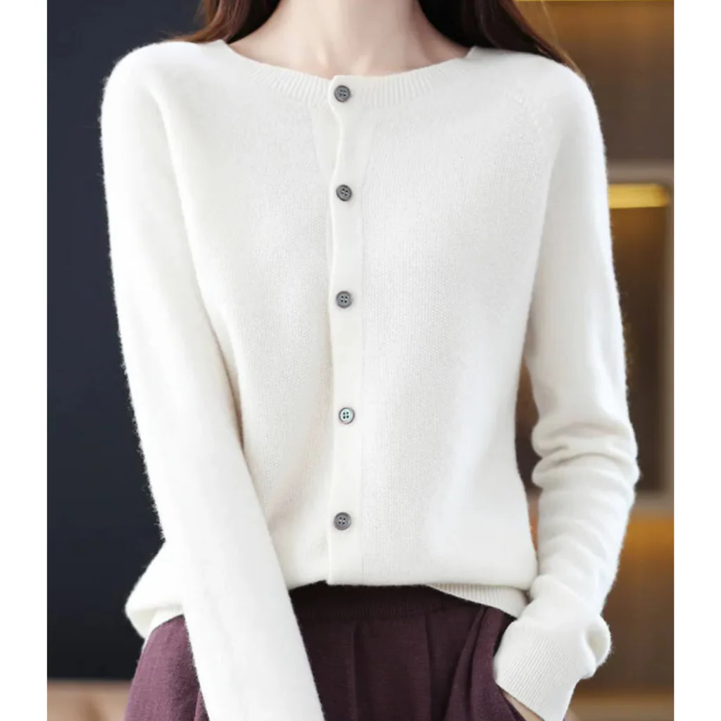 Damen Rundhals Cardigan Pullover