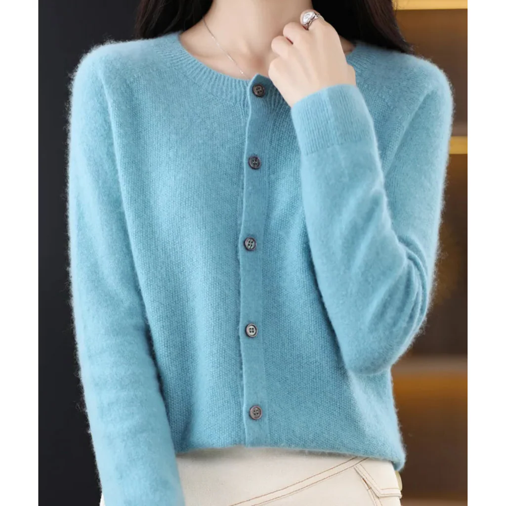 Damen Rundhals Cardigan Pullover