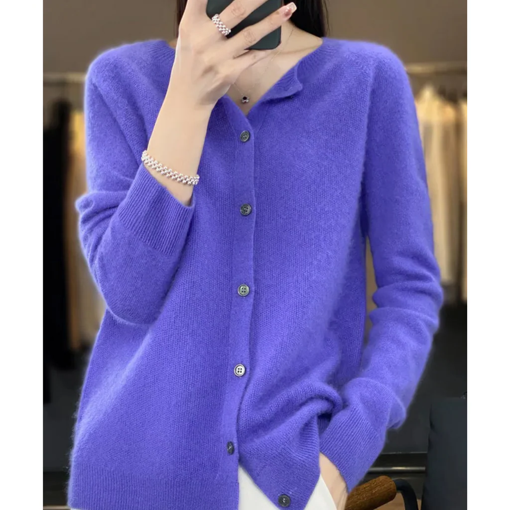 Damen Rundhals Cardigan Pullover
