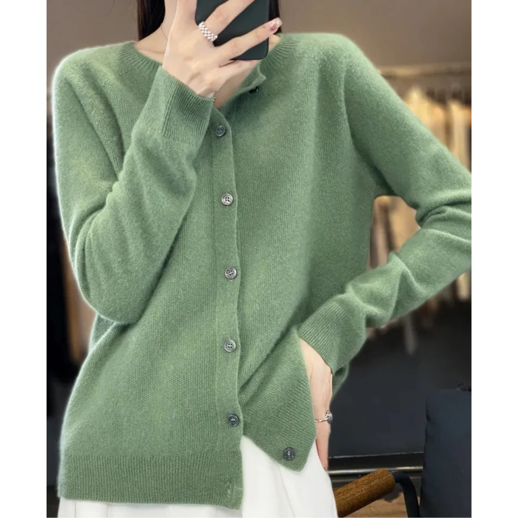 Damen Rundhals Cardigan Pullover