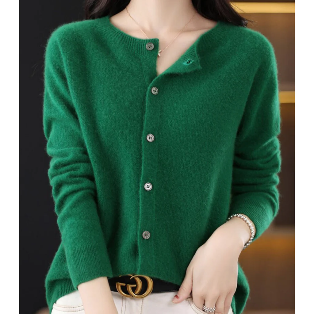 Damen Rundhals Cardigan Pullover