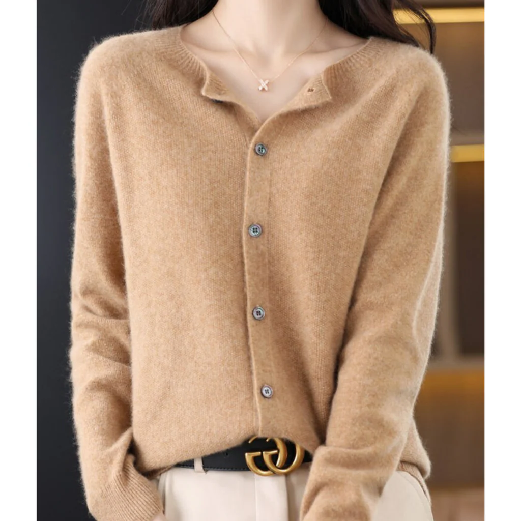 Damen Rundhals Cardigan Pullover