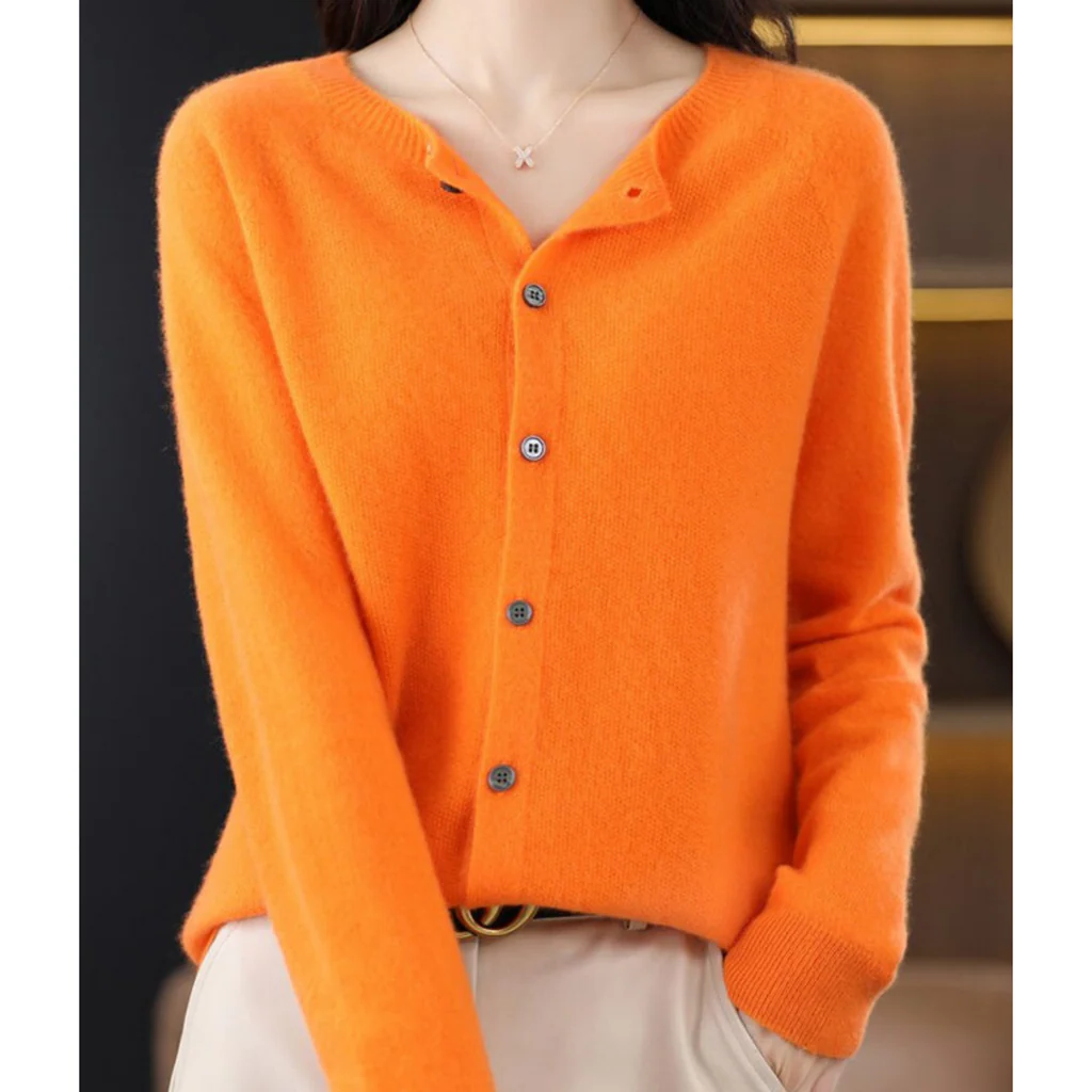 Damen Rundhals Cardigan Pullover