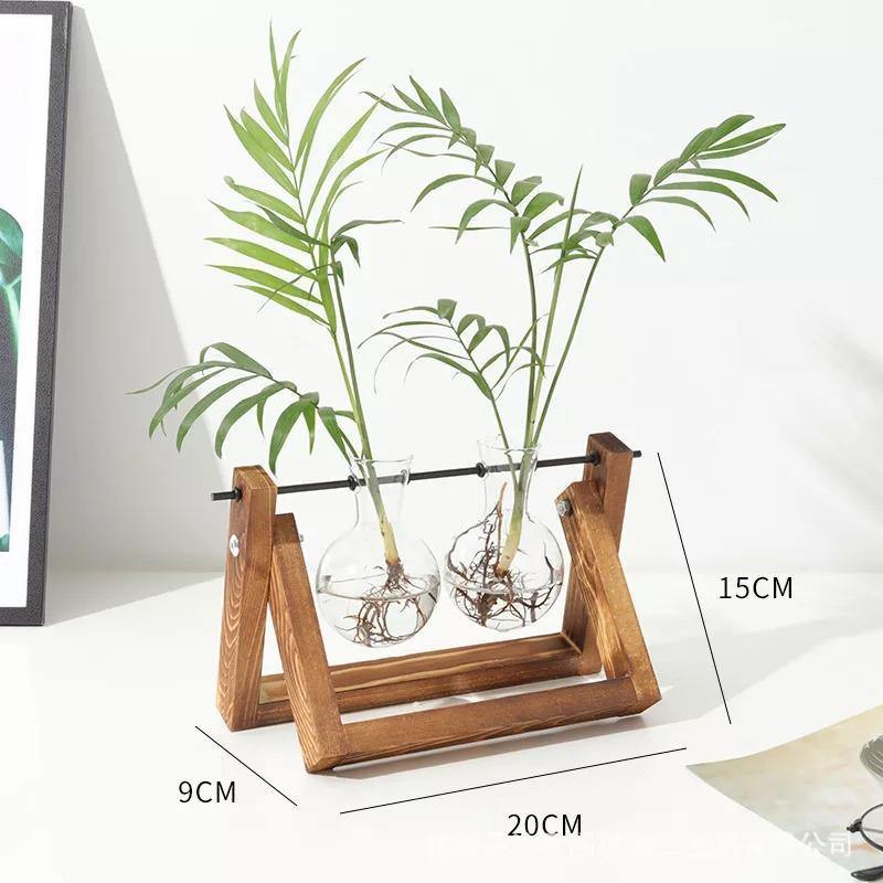 Sandsberg Glas Anzuchtvase mit Holzständer | Minimalistisches Design | Pflanzgefäß für Zuhause | Deko für Pflanzenliebhaber