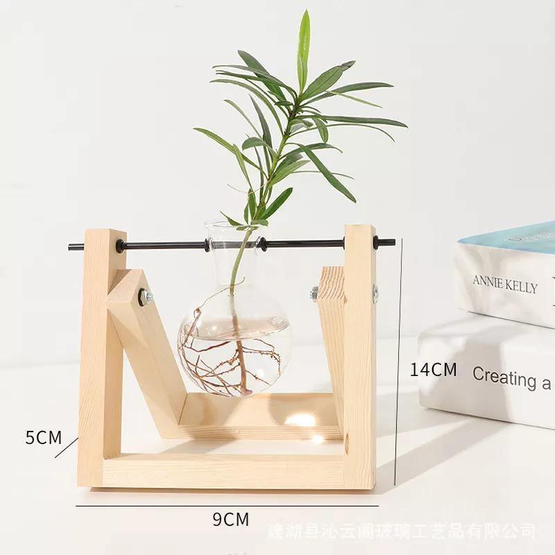 Sandsberg Glas Anzuchtvase mit Holzständer | Minimalistisches Design | Pflanzgefäß für Zuhause | Deko für Pflanzenliebhaber