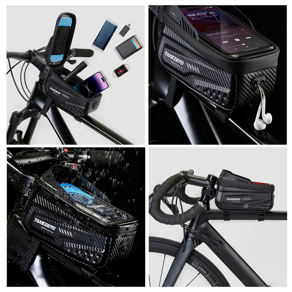 Wasserdichte Fahrradtasche mit integriertem Handyhalter
