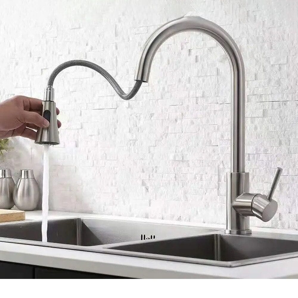 Sandsberg | Küchenarmatur Edelstahl mit ausziehbarer Sprühfunktion gebürstetes Nickel