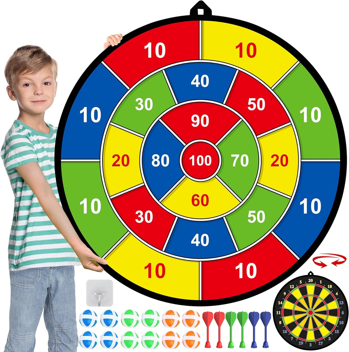 Sandsberg | Großes Kinder-Dartboard mit Haftbällen & Dartpfeilen – PlayTarget